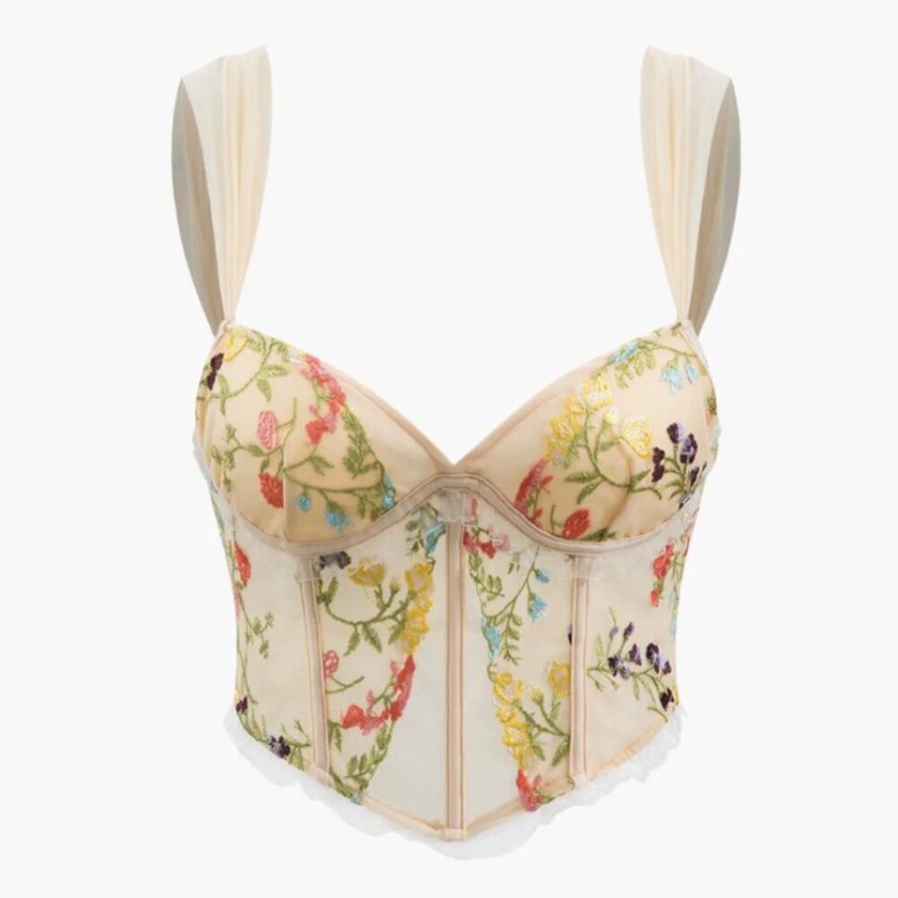 Floral Embroidered Corset Cami Top